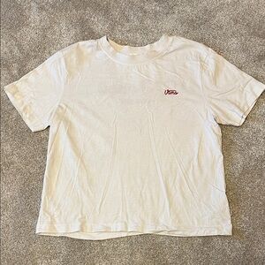 Vans White Tee with Red Embroidery on Front and Back